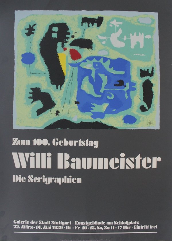 Siebdruck - Ausstellungsplakat "Zum 100. Geburtstag Willi Baumeister Die Serigraphien", 60 x 84 cm
